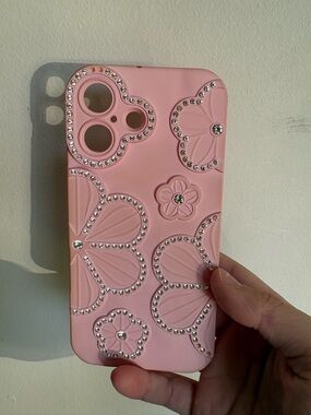 Pink Floral Rhinestone Phone Case by